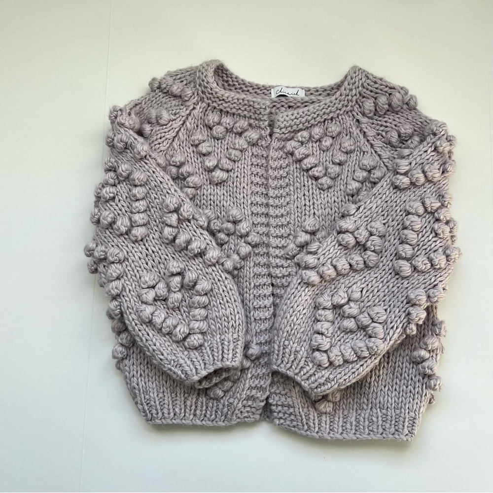 Chicwish Women’s Soft Heart Shape Balls Cardigan, Size S-M, Purple /Gray